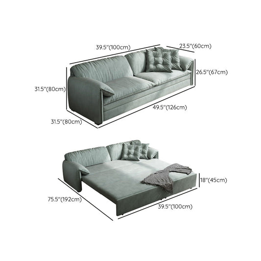 Nordic Upholstered Sleeper Sofa Pillow Top Arm Sofa Bed in Green Clearhalo 'furn' 'furn_futons' 'Furniture' 'Futons & Daybeds' 'Futons' 'Living Room Furniture' 7121384