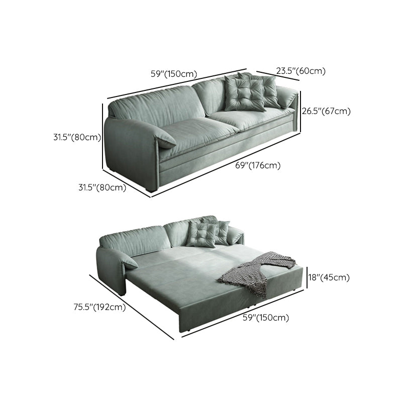 Nordic Upholstered Sleeper Sofa Pillow Top Arm Sofa Bed in Green Clearhalo 'furn' 'furn_futons' 'Furniture' 'Futons & Daybeds' 'Futons' 'Living Room Furniture' 7121388