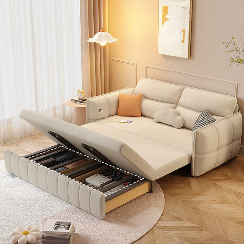 33,85 "braccia rotonda alta dormiente in tessuto nordico del divano letto a beige