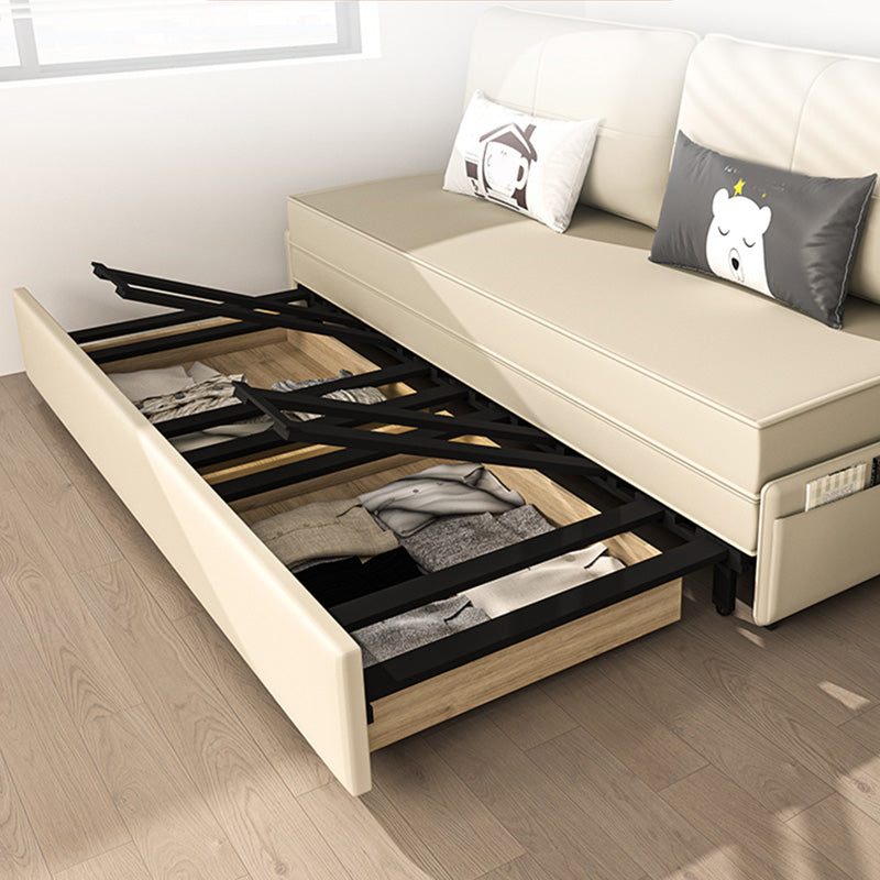 32"H Scandinavian Sleeper Sofa Futon Beige Foldable Sleeper Sofa