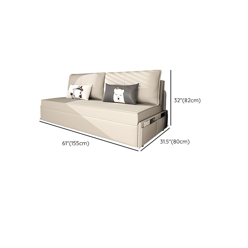 32"H Scandinavian Sleeper Sofa Futon Beige Foldable Sleeper Sofa