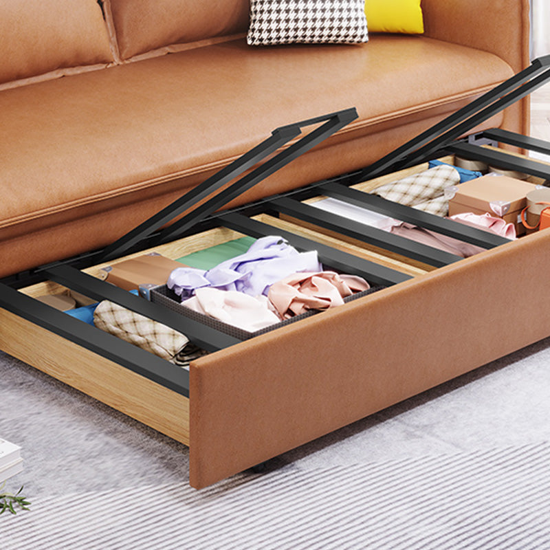 31 "幅のスカンジナビアスリーパーソファ布団オレンジフェイクレザースリーパーソファー