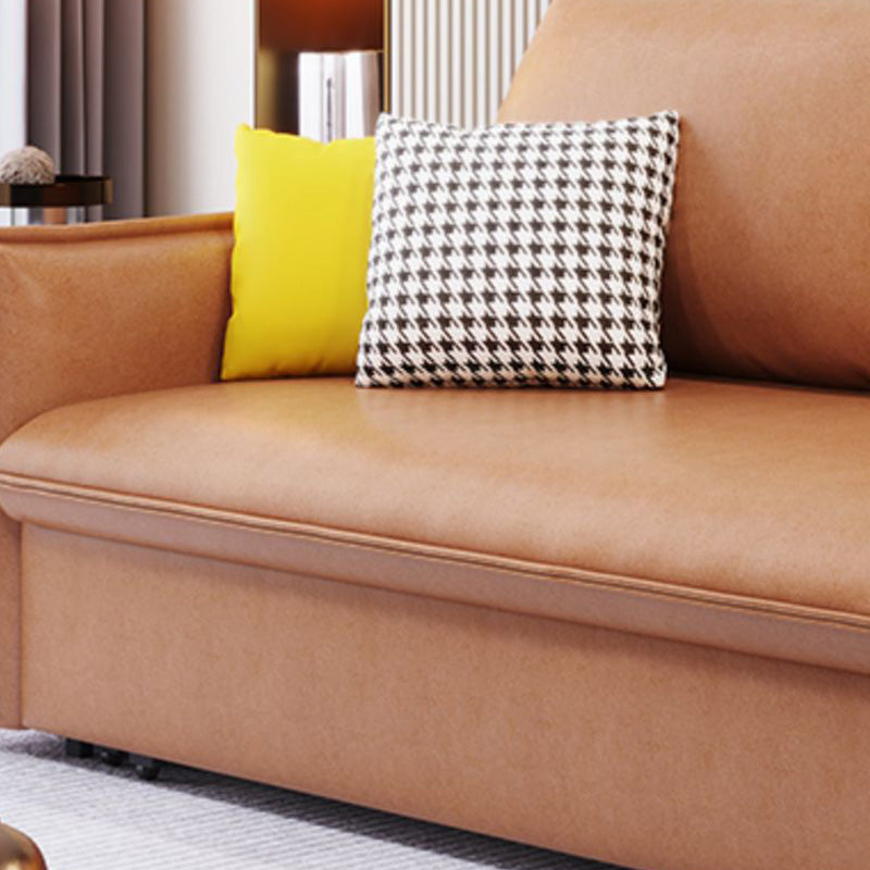 31 "幅のスカンジナビアスリーパーソファ布団オレンジフェイクレザースリーパーソファー