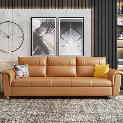 Flared Arms Sleeper Sofa Faux Leather Upholstered Futon Sleeper Sofa Genuine Leather Clearhalo 'furn' 'furn_futons' 'Furniture' 'Futons & Daybeds' 'Futons' 'Living Room Furniture' 7121492