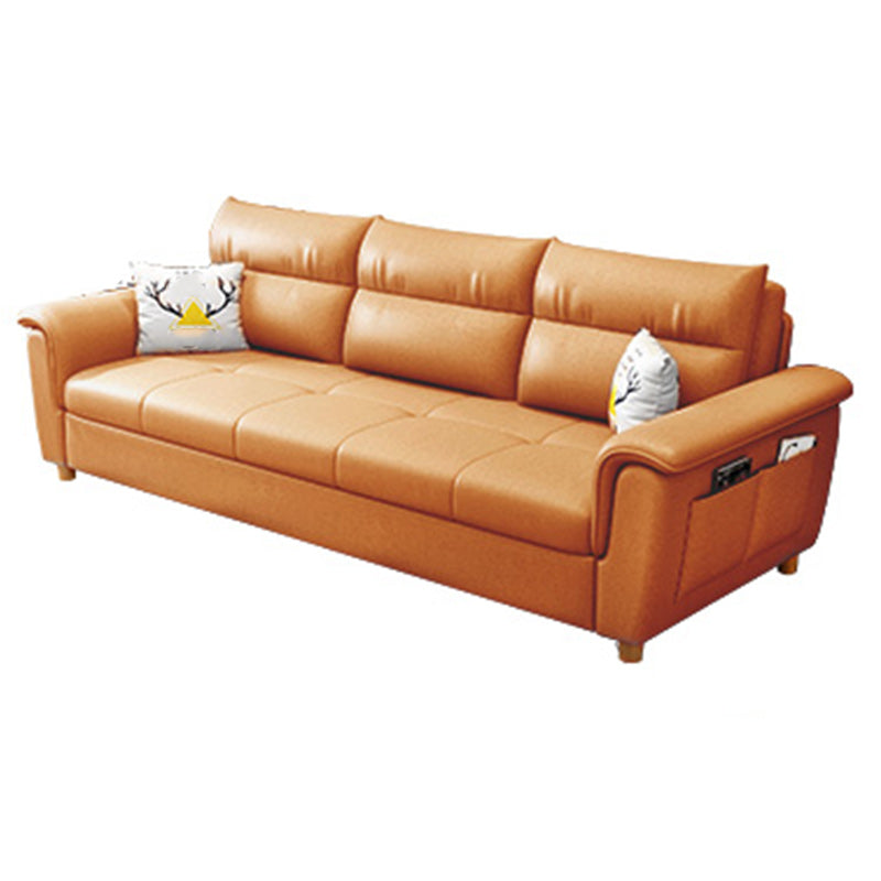 Flared Arms Sleeper Sofa Faux Leather Upholstered Futon Sleeper Sofa Clearhalo 'furn' 'furn_futons' 'Furniture' 'Futons & Daybeds' 'Futons' 'Living Room Furniture' 7121496