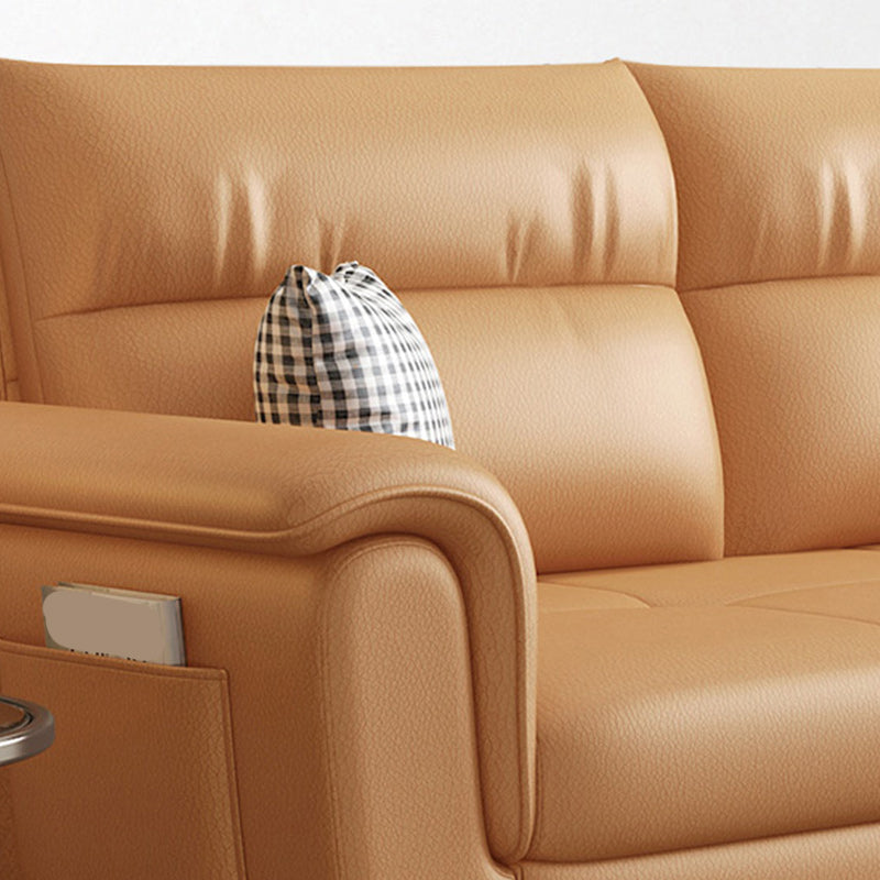 Flared Arms Sleeper Sofa Faux Leather Upholstered Futon Sleeper Sofa Clearhalo 'furn' 'furn_futons' 'Furniture' 'Futons & Daybeds' 'Futons' 'Living Room Furniture' 7121497