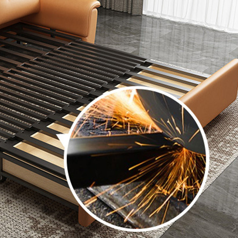 Flared Arms Sleeper Sofa Faux Leather Upholstered Futon Sleeper Sofa Clearhalo 'furn' 'furn_futons' 'Furniture' 'Futons & Daybeds' 'Futons' 'Living Room Furniture' 7121498