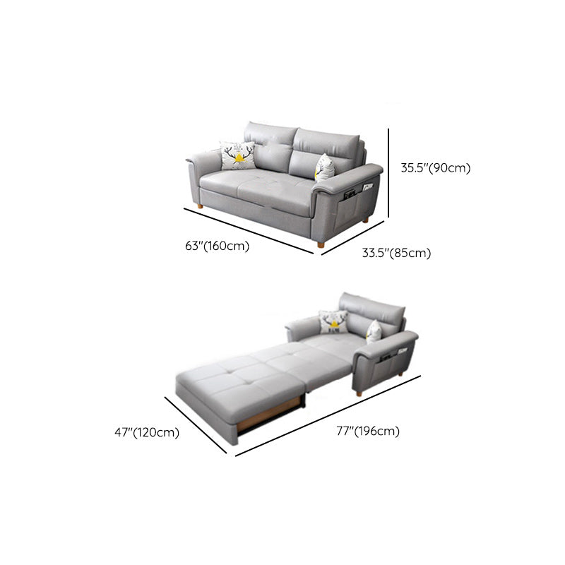 Flared Arms Sleeper Sofa Faux Leather Upholstered Futon Sleeper Sofa Clearhalo 'furn' 'furn_futons' 'Furniture' 'Futons & Daybeds' 'Futons' 'Living Room Furniture' 7121502