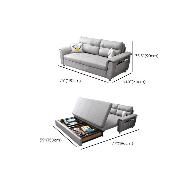 Flared Arms Sleeper Sofa Faux Leather Upholstered Futon Sleeper Sofa Clearhalo 'furn' 'furn_futons' 'Furniture' 'Futons & Daybeds' 'Futons' 'Living Room Furniture' 7121503