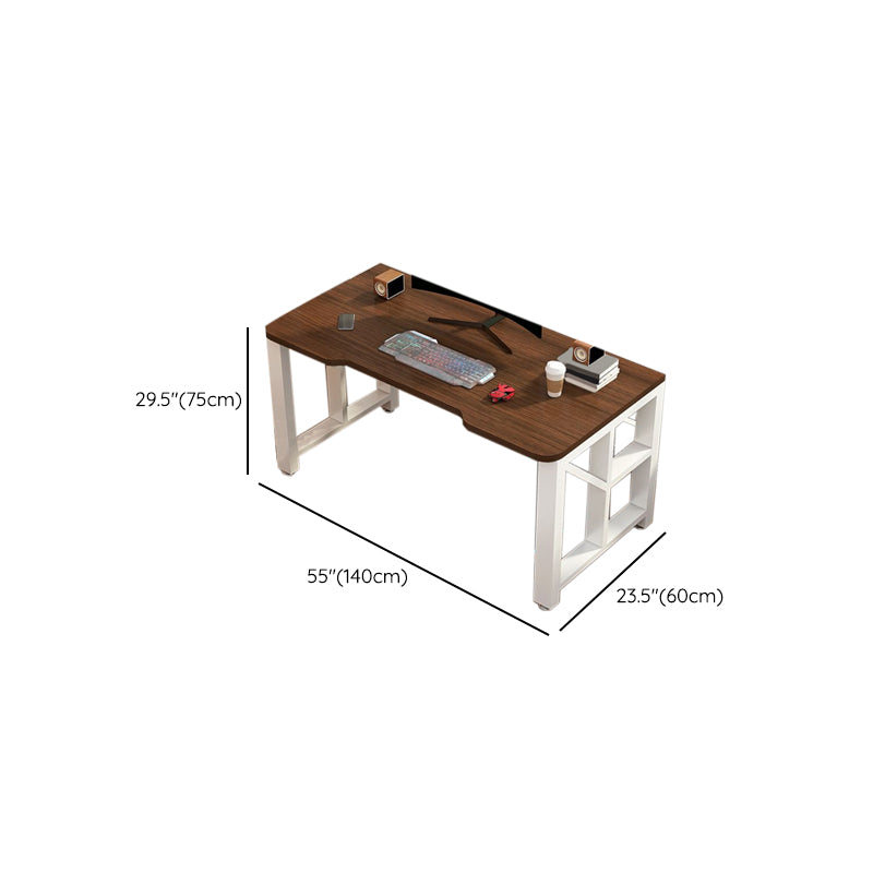 Modern Gaming Desk Antique Finish Wooden Writing Desk with Metal Legs Clearhalo 'furn' 'furn_office_desk' 'Furniture' 'Office Desks' 'Office Furniture' 'office_desk' 7121535