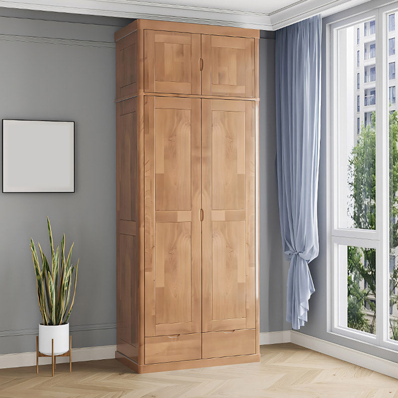 Contemporary Style Wardrobe Armoire Solid Wood Wardrobe Closet with Doors and Drawers Clearhalo 'Armoires & Wardrobes' 'armoires_wardrobes' 'Bedroom Furniture' 'furn' 'furn_armoires_wardrobes' 'Furniture' 7121638