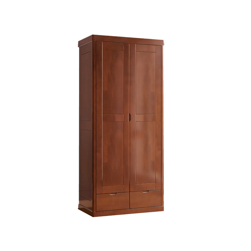 Contemporary Style Wardrobe Armoire Solid Wood Wardrobe Closet with Doors and Drawers Armoire 39"L x 23"W x 83"H Brown Clearhalo 'Armoires & Wardrobes' 'armoires_wardrobes' 'Bedroom Furniture' 'furn' 'furn_armoires_wardrobes' 'Furniture' 7121639