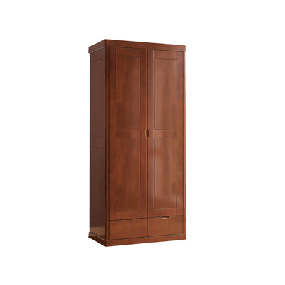 Contemporary Style Wardrobe Armoire Solid Wood Wardrobe Closet with Doors and Drawers Armoire 39"L x 23"W x 83"H Brown Clearhalo 'Armoires & Wardrobes' 'armoires_wardrobes' 'Bedroom Furniture' 'furn' 'furn_armoires_wardrobes' 'Furniture' 7121639