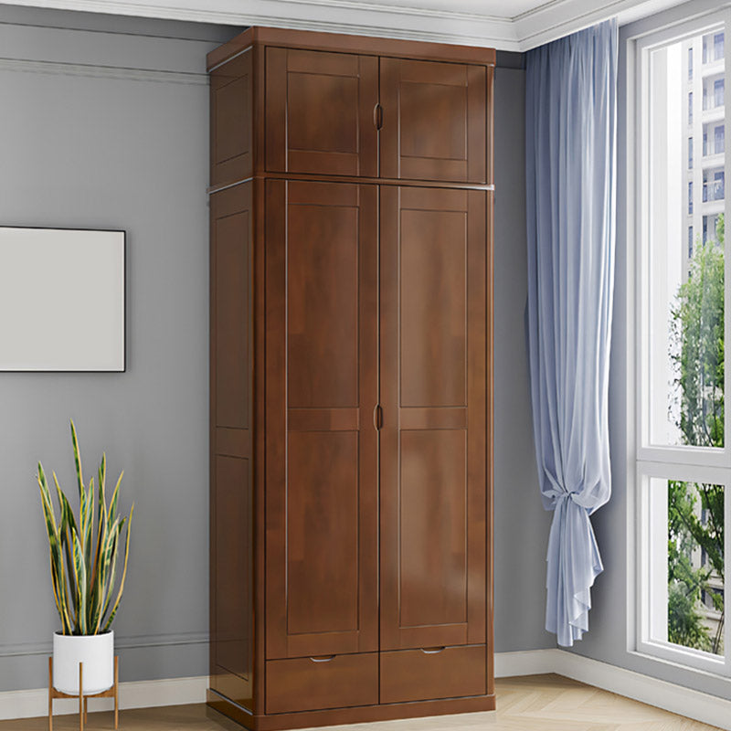 Contemporary Style Wardrobe Armoire Solid Wood Wardrobe Closet with Doors and Drawers Clearhalo 'Armoires & Wardrobes' 'armoires_wardrobes' 'Bedroom Furniture' 'furn' 'furn_armoires_wardrobes' 'Furniture' 7121641