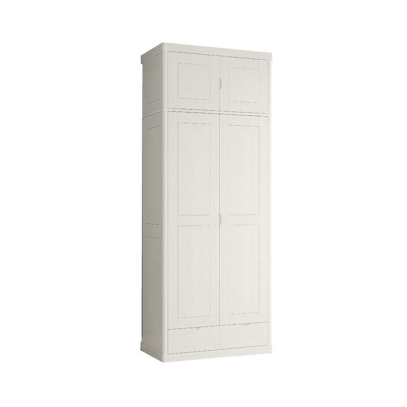 Contemporary Style Wardrobe Armoire Solid Wood Wardrobe Closet with Doors and Drawers Armoire with Top Cabinet 39"L x 23"W x 83"H White Clearhalo 'Armoires & Wardrobes' 'armoires_wardrobes' 'Bedroom Furniture' 'furn' 'furn_armoires_wardrobes' 'Furniture' 7121644