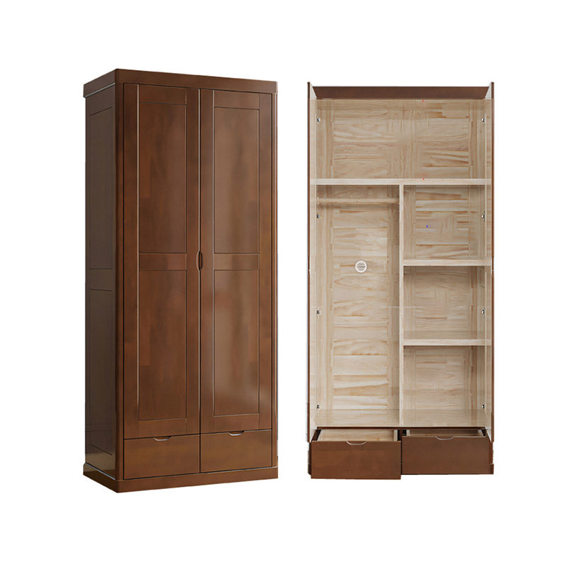 Contemporary Style Wardrobe Armoire Solid Wood Wardrobe Closet with Doors and Drawers Clearhalo 'Armoires & Wardrobes' 'armoires_wardrobes' 'Bedroom Furniture' 'furn' 'furn_armoires_wardrobes' 'Furniture' 7121649