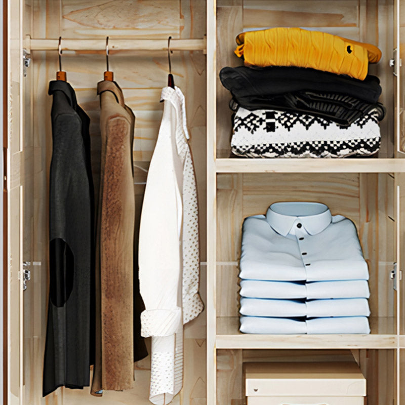 Contemporary Style Wardrobe Armoire Solid Wood Wardrobe Closet with Doors and Drawers Clearhalo 'Armoires & Wardrobes' 'armoires_wardrobes' 'Bedroom Furniture' 'furn' 'furn_armoires_wardrobes' 'Furniture' 7121653