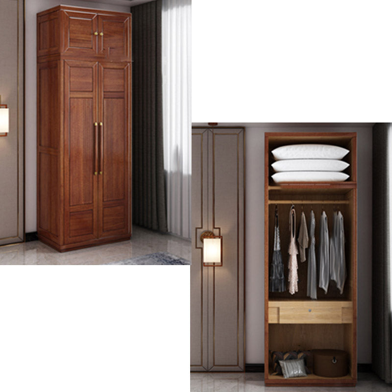 Contemporary Style Wardrobe Armoire Wood Wardrobe Closet with Doors and Drawer