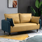 Contemporary Sofa with 2 Pillows Tuxedo Arm Living Room Faux Leather Settee
