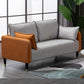 Contemporary Sofa with 2 Pillows Tuxedo Arm Living Room Faux Leather Settee
