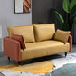 Contemporary Sofa with 2 Pillows Tuxedo Arm Living Room Faux Leather Settee