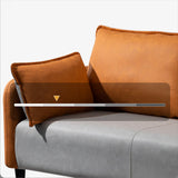 Contemporary Sofa with 2 Pillows Tuxedo Arm Living Room Faux Leather Settee