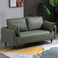 Contemporary Sofa with 2 Pillows Tuxedo Arm Living Room Faux Leather Settee