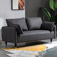 Contemporary Sofa with 2 Pillows Tuxedo Arm Living Room Faux Leather Settee