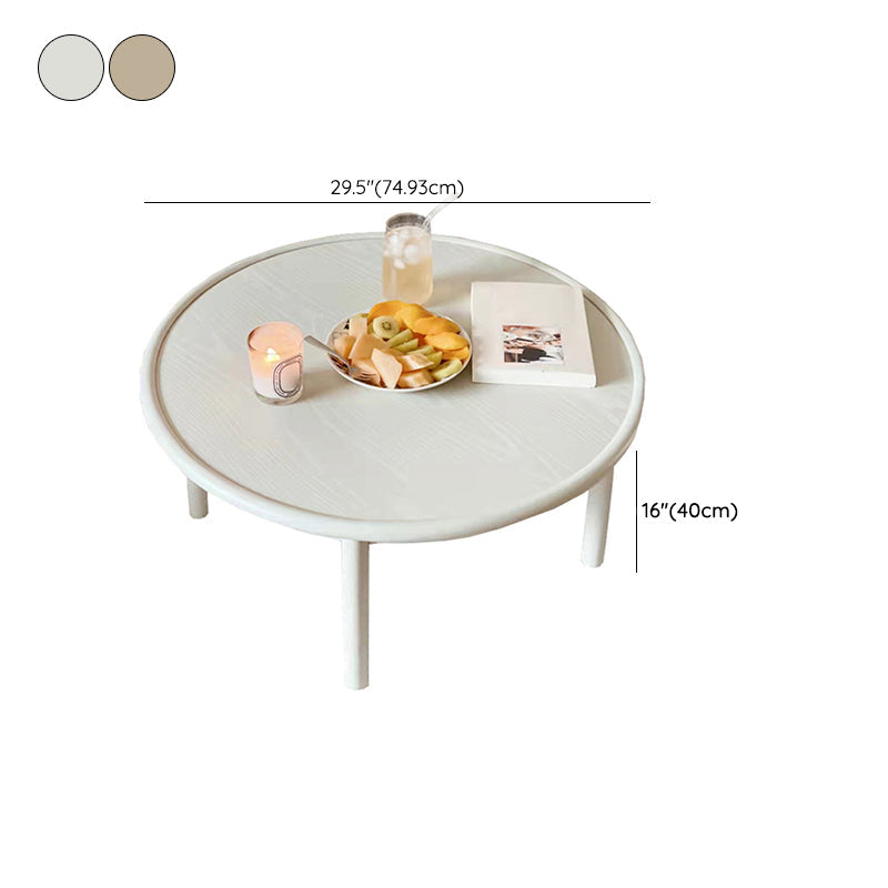 Contemporary Cream Round Coffee Table Solid Wood 1 Single Cocktail Table Clearhalo 'Coffee & Accent Tables' 'Coffee Tables' 'coffee_tables' 'furn' 'furn_coffee_tables' 'Furniture' 'Living Room Furniture' 7122940