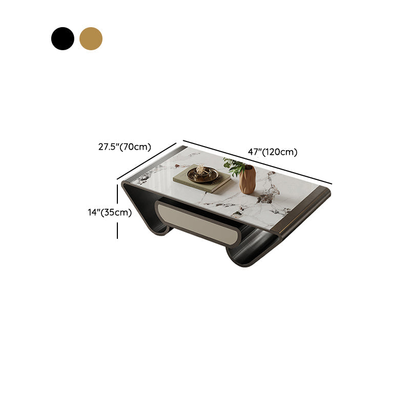 Slate abstrakter Kaffeetisch Glam Rechteckige Cocktailtisch mit Lagerschublade