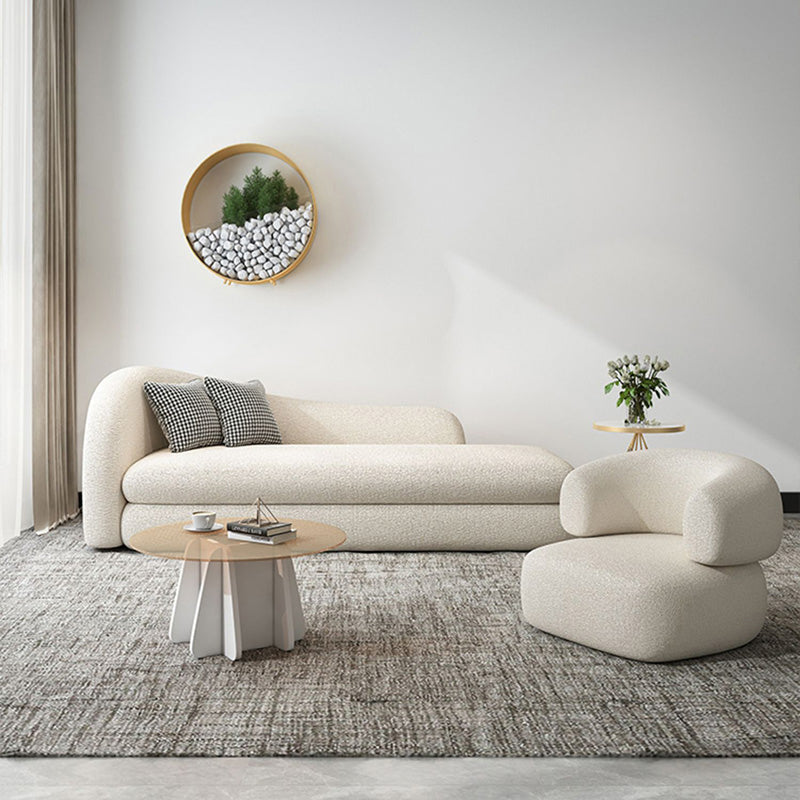 French Country One Armed Chaise, Wool Round Arms Accent Chair Clearhalo 'Chairs & Seating' 'Chaise Lounge' 'chaise_lounge' 'furn' 'furn_chaise_lounge' 'Furniture' 'Living Room Furniture' 7128187