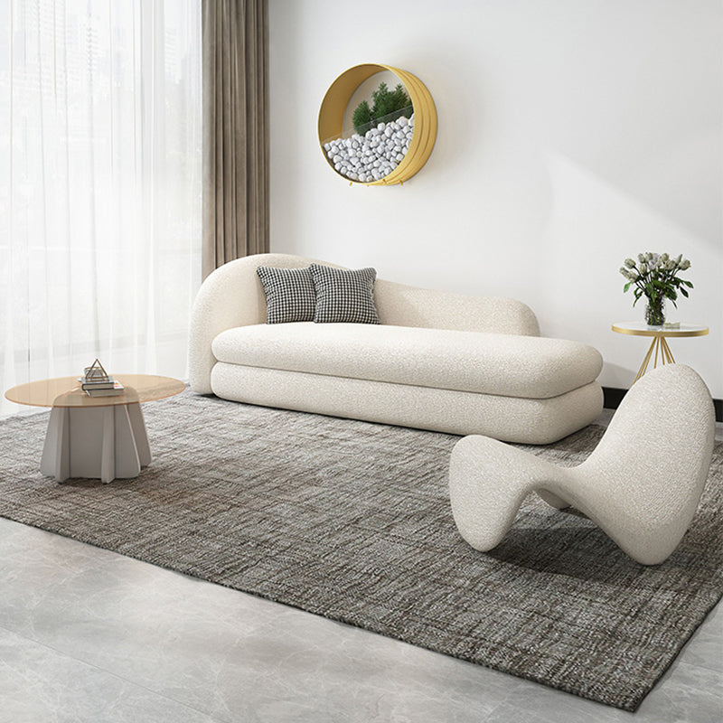French Country One Armed Chaise, Wool Round Arms Accent Chair Clearhalo 'Chairs & Seating' 'Chaise Lounge' 'chaise_lounge' 'furn' 'furn_chaise_lounge' 'Furniture' 'Living Room Furniture' 7128189