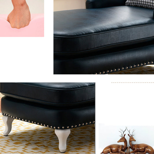 Traditional Faux Leather Accent Chair Two Armed Recessed Arms Chaise Clearhalo 'Chairs & Seating' 'Chaise Lounge' 'chaise_lounge' 'furn' 'furn_chaise_lounge' 'Furniture' 'Living Room Furniture' 7128209