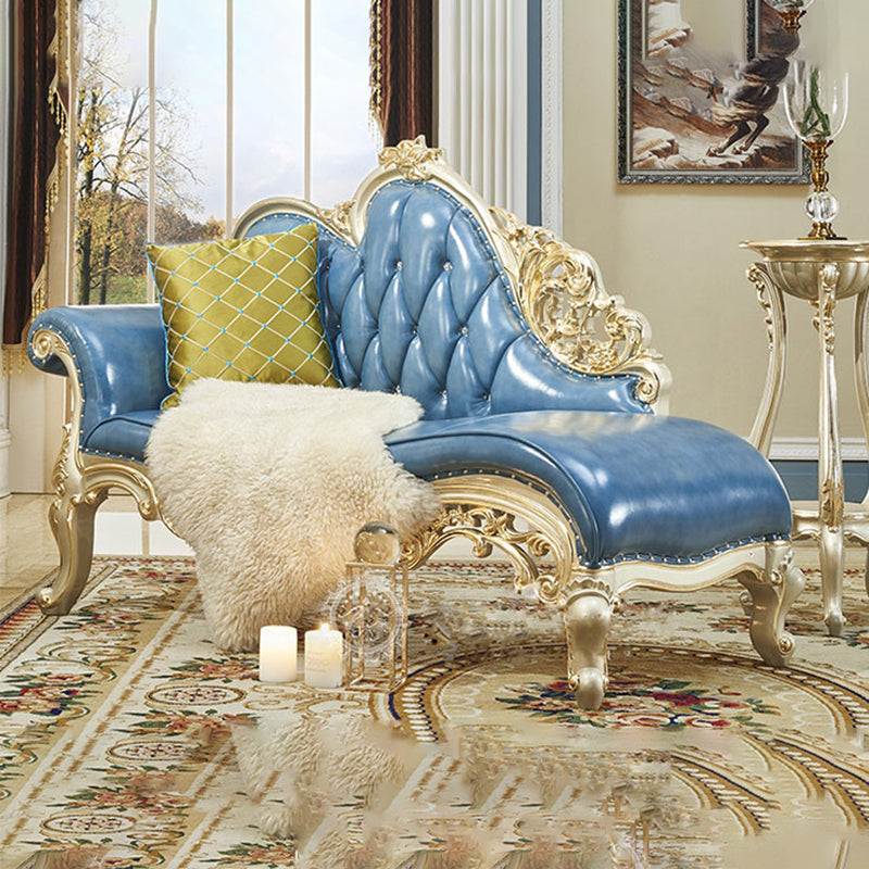 Traditional Genuine Leather Chair One Armed Rolled Arms Accent Chaise Blue Clearhalo 'Chairs & Seating' 'Chaise Lounge' 'chaise_lounge' 'furn' 'furn_chaise_lounge' 'Furniture' 'Living Room Furniture' 7128214