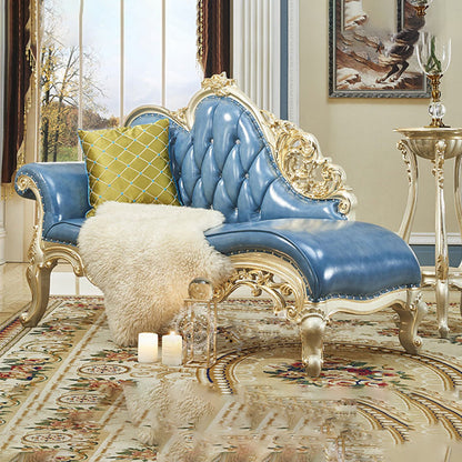 Traditional Genuine Leather Chair One Armed Rolled Arms Accent Chaise Blue Clearhalo 'Chairs & Seating' 'Chaise Lounge' 'chaise_lounge' 'furn' 'furn_chaise_lounge' 'Furniture' 'Living Room Furniture' 7128214