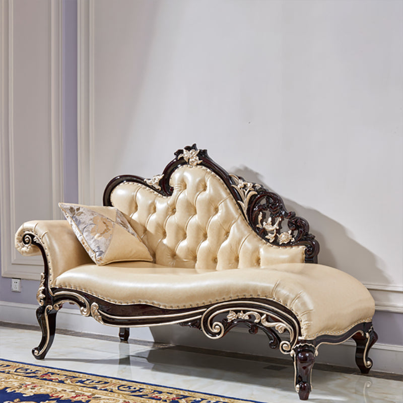 Traditional Genuine Leather Chair One Armed Rolled Arms Accent Chaise Beige Clearhalo 'Chairs & Seating' 'Chaise Lounge' 'chaise_lounge' 'furn' 'furn_chaise_lounge' 'Furniture' 'Living Room Furniture' 7128215