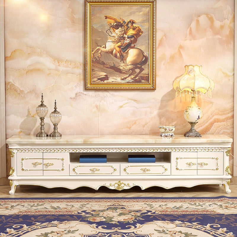 Support multimédia TV moderne Console multimédia TV en marbre avec 2 tiroirs