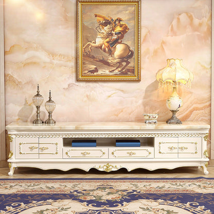 Support multimédia TV moderne Console multimédia TV en marbre avec 2 tiroirs