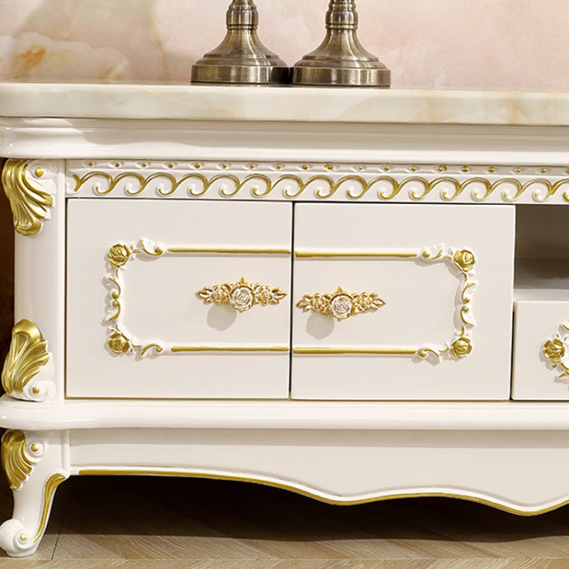 Support multimédia TV moderne Console multimédia TV en marbre avec 2 tiroirs