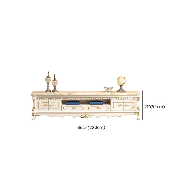 Support multimédia TV moderne Console multimédia TV en marbre avec 2 tiroirs