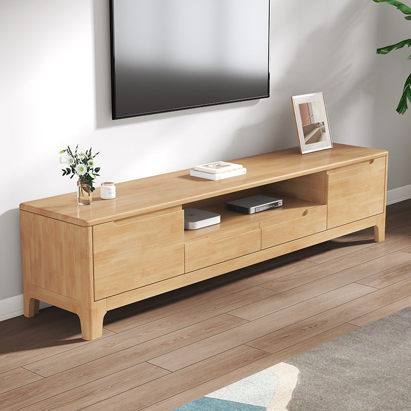 Scandinavian TV Media Stand Solid Wood TV Media Console with Drawers 79"L x 15"W x 19"H Natural Clearhalo 'furn' 'furn_tv_stands_entertainment_centers' 'Furniture' 'Living Room Furniture' 'TV Stands & Entertainment Centers' 'TV Stands & Media Storage Furniture' 'tv_stands_entertainment_centers' 7129255