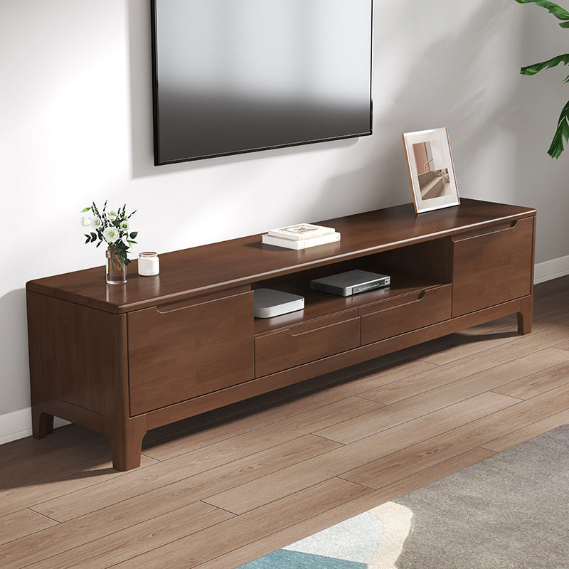 Scandinavian TV Media Stand Solid Wood TV Media Console with Drawers Nut-Brown Clearhalo 'furn' 'furn_tv_stands_entertainment_centers' 'Furniture' 'Living Room Furniture' 'TV Stands & Entertainment Centers' 'TV Stands & Media Storage Furniture' 'tv_stands_entertainment_centers' 7129261