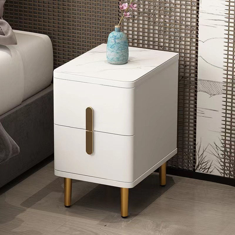 Stone Nightstand Classic Glam Bedside Cabinet with 2 Drawers Ivory 1 Piece Clearhalo 'Bedroom Furniture' 'furn' 'furn_night_stand' 'Furniture' 'night_stand' 'Nightstands' 7129503