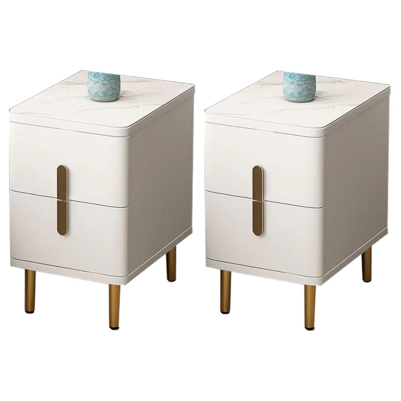 Stone Nightstand Classic Glam Bedside Cabinet with 2 Drawers Ivory 2 Piece Set Clearhalo 'Bedroom Furniture' 'furn' 'furn_night_stand' 'Furniture' 'night_stand' 'Nightstands' 7129505