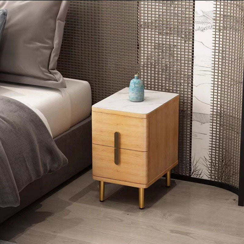 Stone Nightstand Classic Glam Bedside Cabinet with 2 Drawers Natural 1 Piece Clearhalo 'Bedroom Furniture' 'furn' 'furn_night_stand' 'Furniture' 'night_stand' 'Nightstands' 7129507