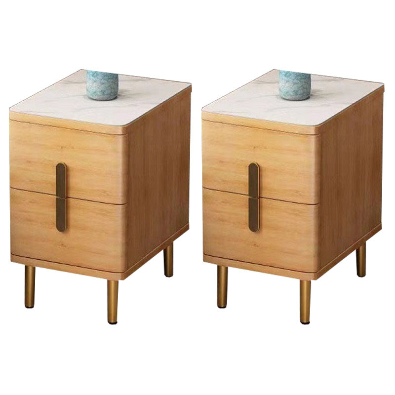 Stone Nightstand Classic Glam Bedside Cabinet with 2 Drawers Natural 2 Piece Set Clearhalo 'Bedroom Furniture' 'furn' 'furn_night_stand' 'Furniture' 'night_stand' 'Nightstands' 7129509