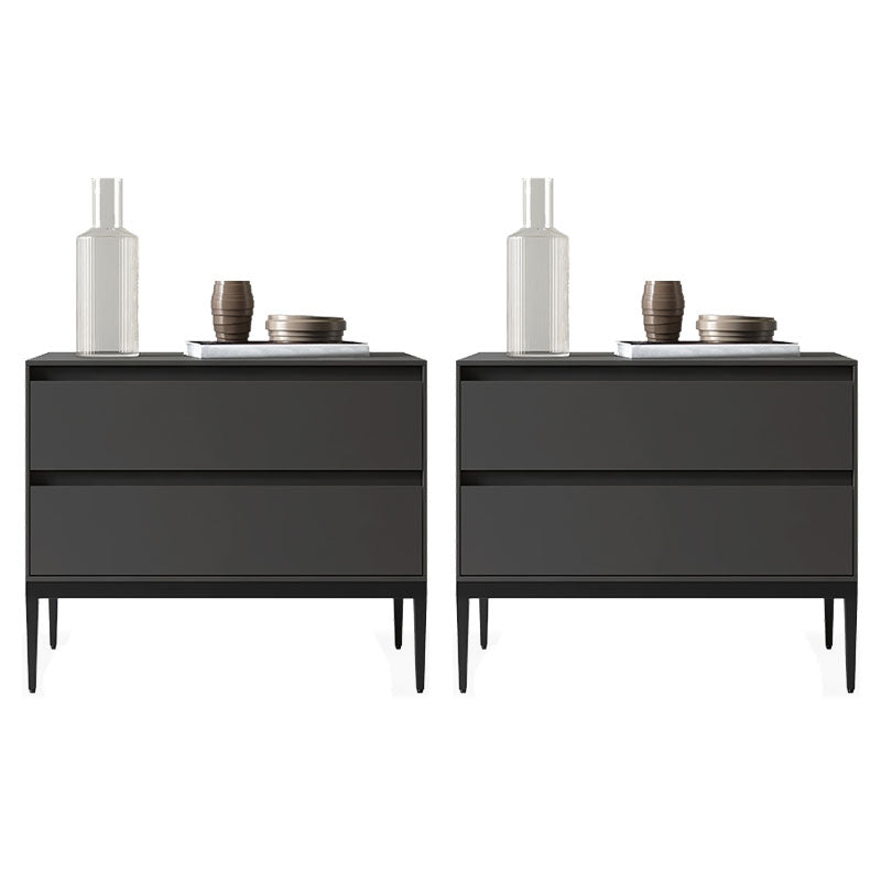 Modern Accent Table Nightstand Wooden Bedside Cabinet for Bedroom Dark Gray 2 Piece Set Clearhalo 'Bedroom Furniture' 'furn' 'furn_night_stand' 'Furniture' 'night_stand' 'Nightstands' 7129528