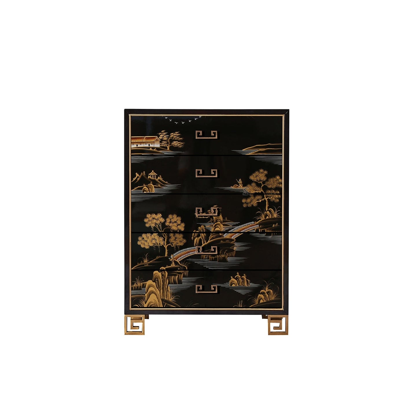 Commode en bois massif de coffre de rangement traditionnel avec 5 tiroirs, largeur de 15,6 pouces