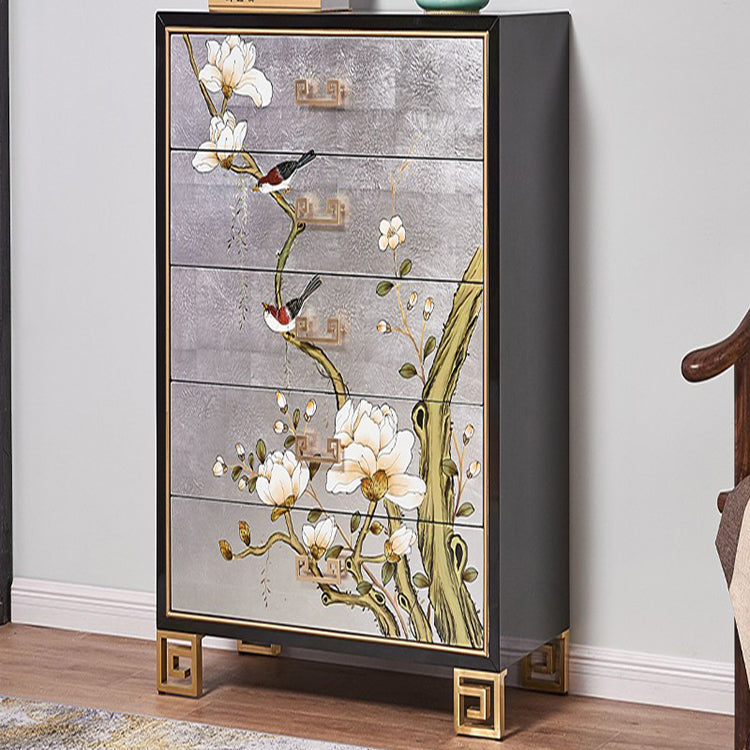 Commode en bois massif de coffre de rangement traditionnel avec 5 tiroirs, largeur de 15,6 pouces