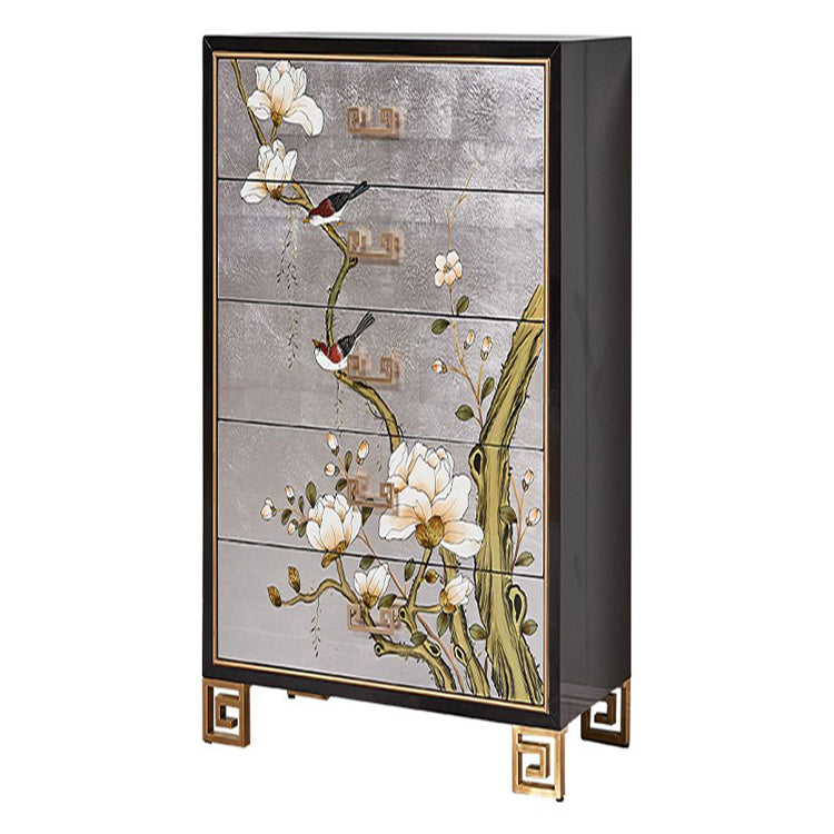 Commode en bois massif de coffre de rangement traditionnel avec 5 tiroirs, largeur de 15,6 pouces